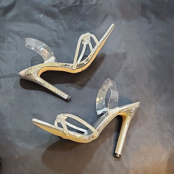 BRAND NEW POINTED TOE HIGH HEEL STILETTO CLEAR  RHINESTONE STRAP SANDAL G1 - Picture 7 of 16